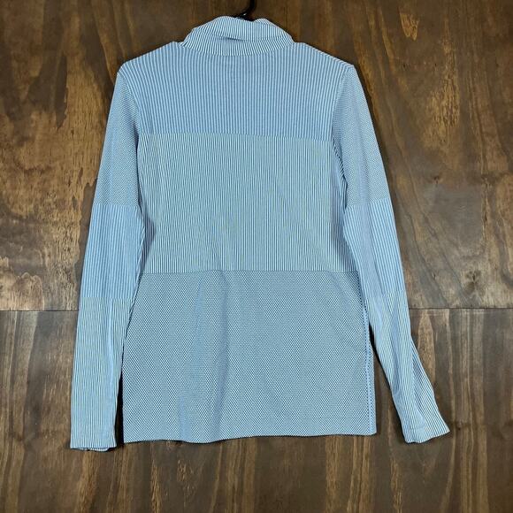 Athleta Womens Shirt White Flurry Base Layer Striped Turtleneck Stretch Medium - Picture 9 of 11